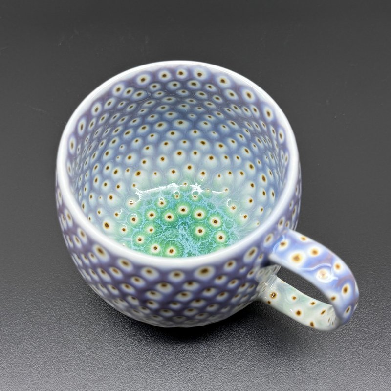 孔雀開屏 咖啡杯 280ml 邱毓寧 鶯歌 A6-07 - 茶壺/茶杯/茶具 - 瓷 多色