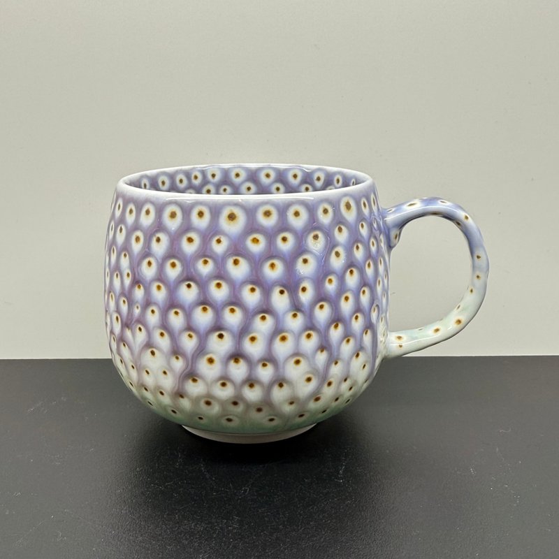 孔雀開屏咖啡杯 280ml 邱毓寧 鶯歌燒 A6-07 - 茶壺/茶杯/茶具 - 瓷 多色
