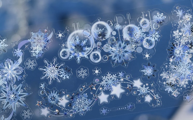 朝堇落雪 PET 紙膠帶 貝殼光 5米卷 - 紙膠帶/和紙/PET - 其他材質 藍色