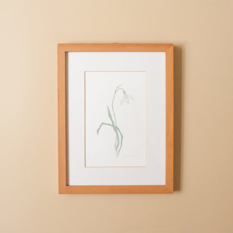 Botanical Illustration-Snowdrop Flower/Hanging Picture/Solid Wood Frame - โปสเตอร์ - กระดาษ 