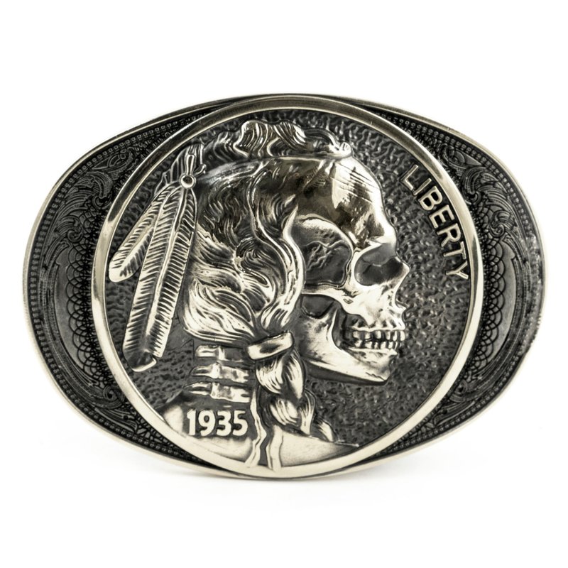 Indian chief, Native American, Liberty handmade soild nickel silver belt buckle - 腰帶/皮帶 - 其他材質 銀色