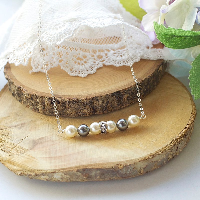 奧地利水晶珍珠 水晶環項鍊 禮物訂製 - 項鍊 - 寶石 銀色