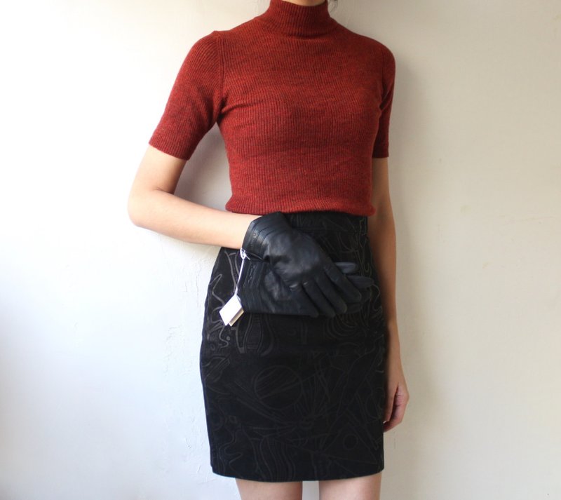 FOAK Vintage /Deadstock/ Christian Dior Navy Lambskin Gloves - ถุงมือ - หนังแท้ 