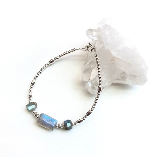 Ops手工飾品設計 Ops Labradorite bracelet -藍光拉長石/純銀/限定/獨特/高聚財