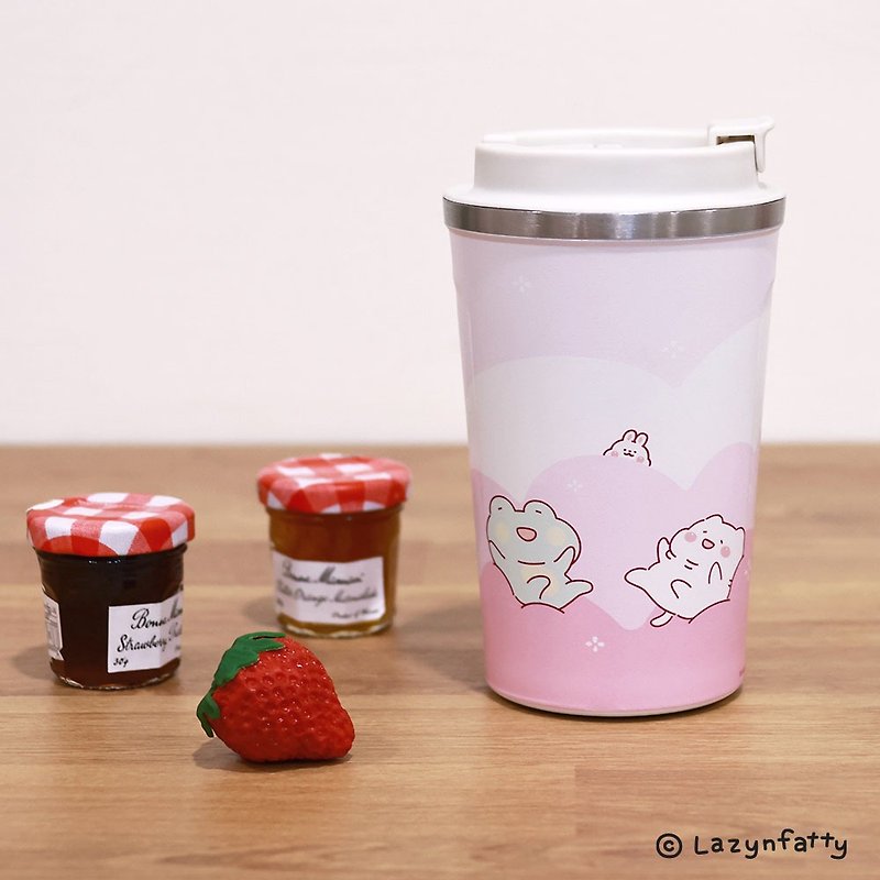 太った人のためのかわいいポータブルカップ - グラス・コップ - ステンレススチール ピンク
