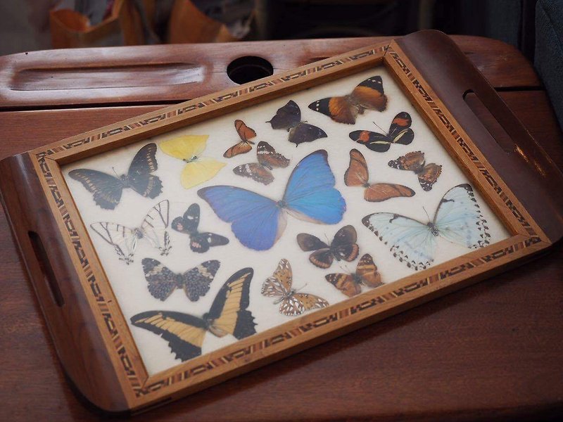 蝶アンティークの木製パレット - 小皿 - 木製 