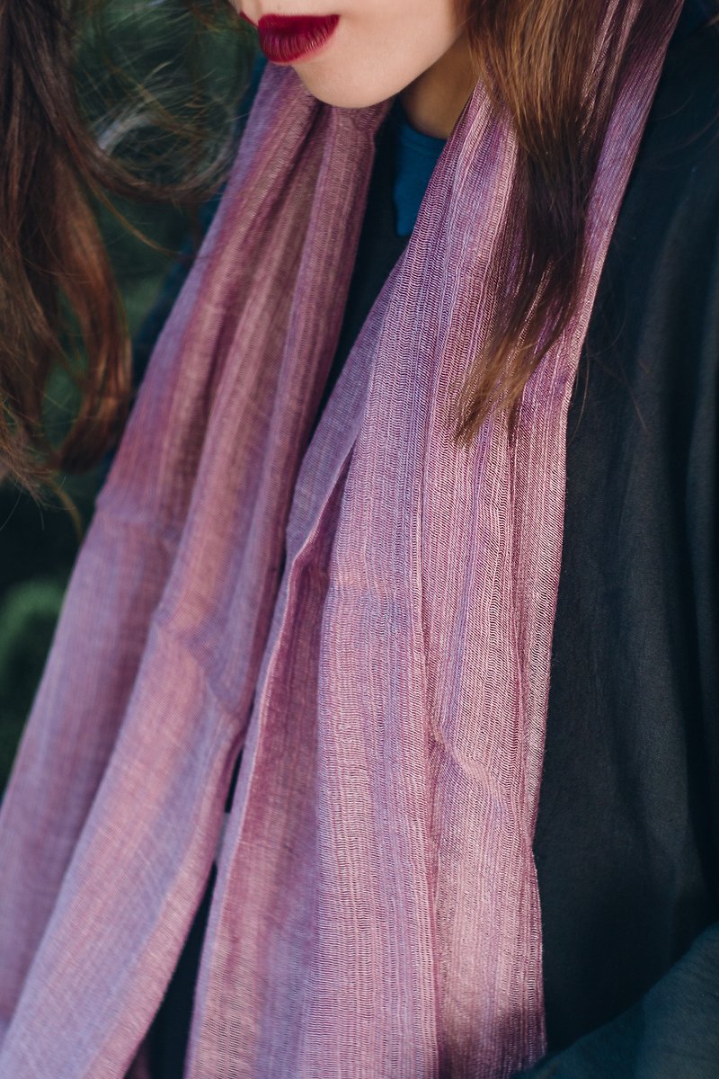 植生染めシルクスカーフ（紫） - スカーフ - シルク・絹 パープル