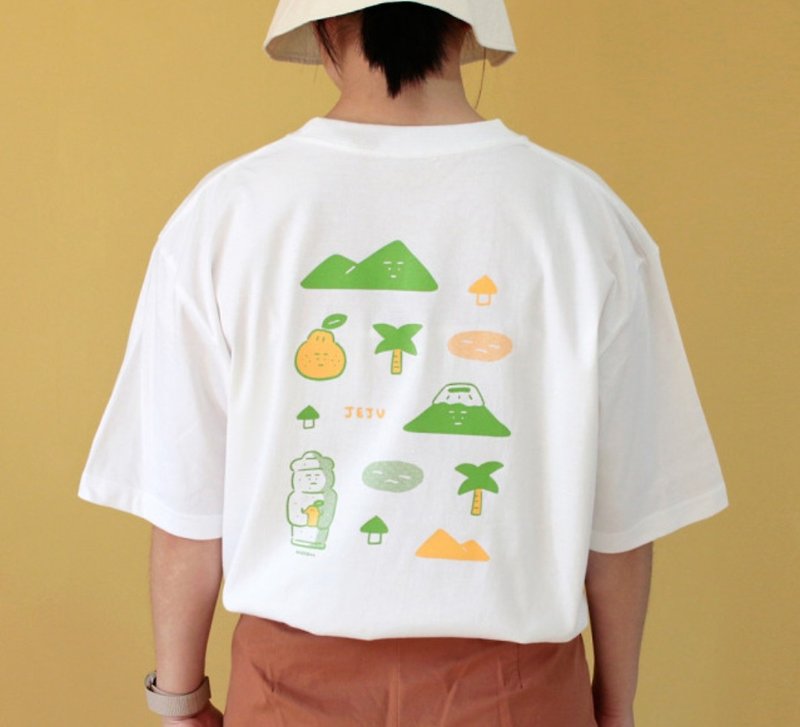 Baek Ban T Shirt Jeju Island M in summer - Unisex Hoodies & T-Shirts - Cotton & Hemp White