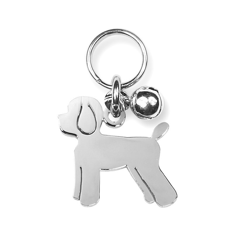 [Stainless steel double circle] Laser engraving 304 Stainless Steel dog shape card surface - ปลอกคอ - โลหะ สีเงิน