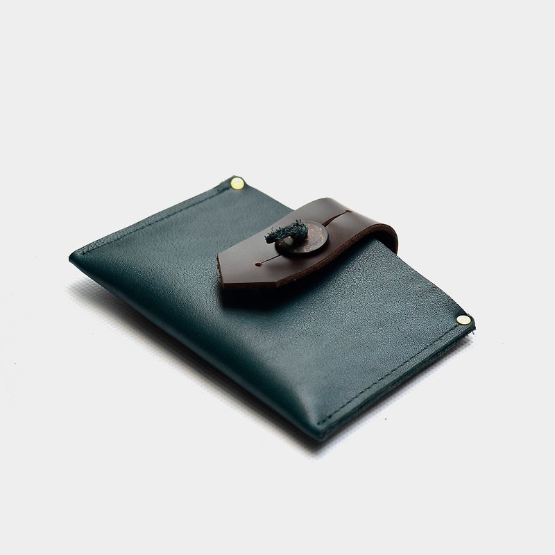 【Important occasions in the forest】 cowhide business card holder leather clip clip swim card clip green leather graduation gift guest carved letter when the gift - Card Holders & Cases - Genuine Leather Green