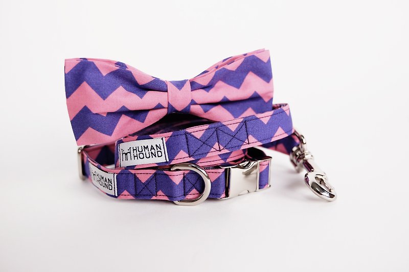 Purple-Pink Chevron - Collars & Leashes - Other Materials Purple