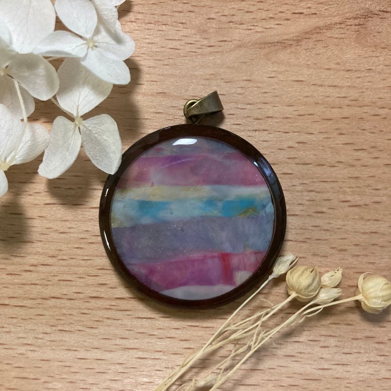 再生項鏈吊墜-白紫藍粉間 NP009 - 項鍊 - 木頭 