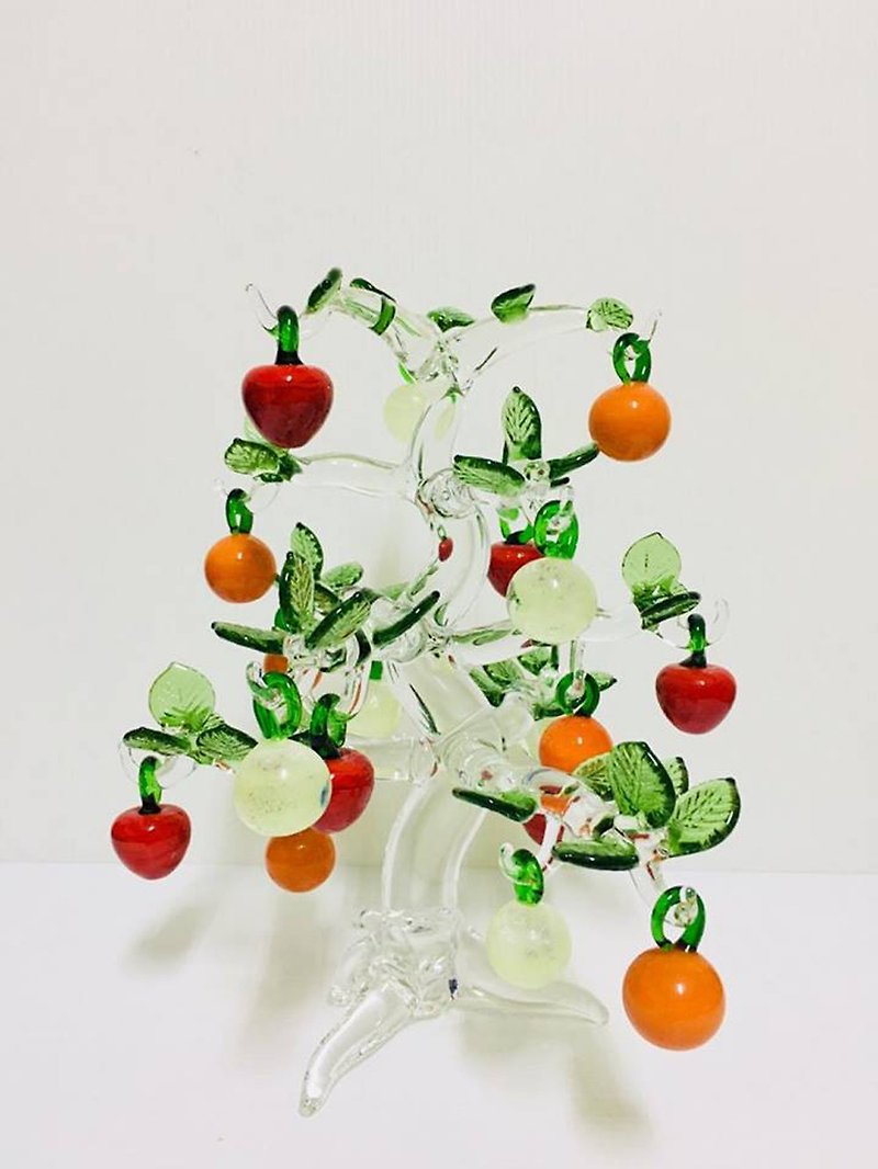 Crystal glass glaze apple orange luminous fortune tree - Items for Display - Glass 