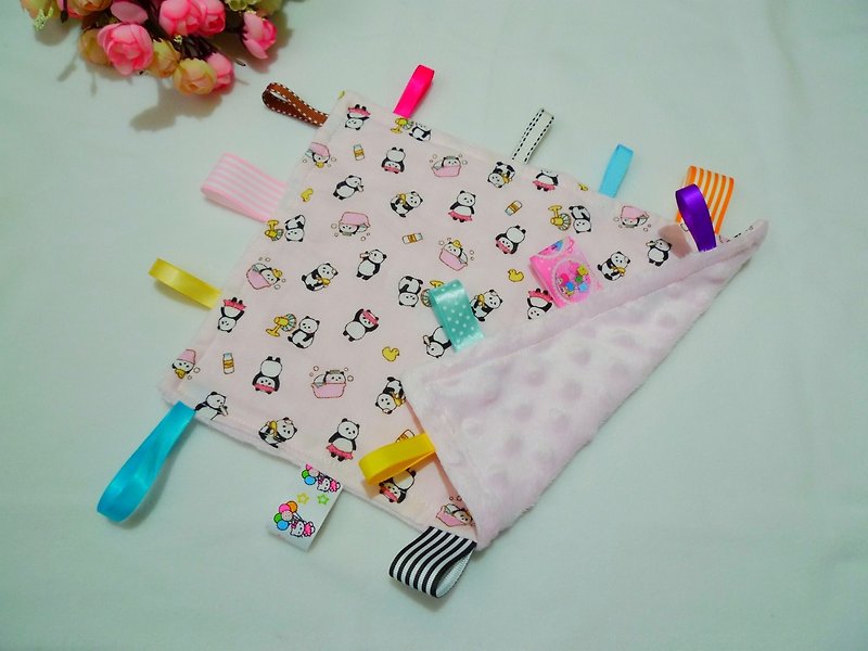 Bean Blanket/Comfort Towel--Bath Kitten Bear (Pink) - ผ้ากันเปื้อน - ผ้าฝ้าย/ผ้าลินิน สึชมพู