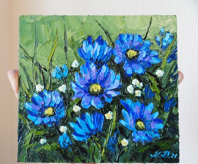 Chrysanthemum Painting Floral Original Art Small Oil Painting