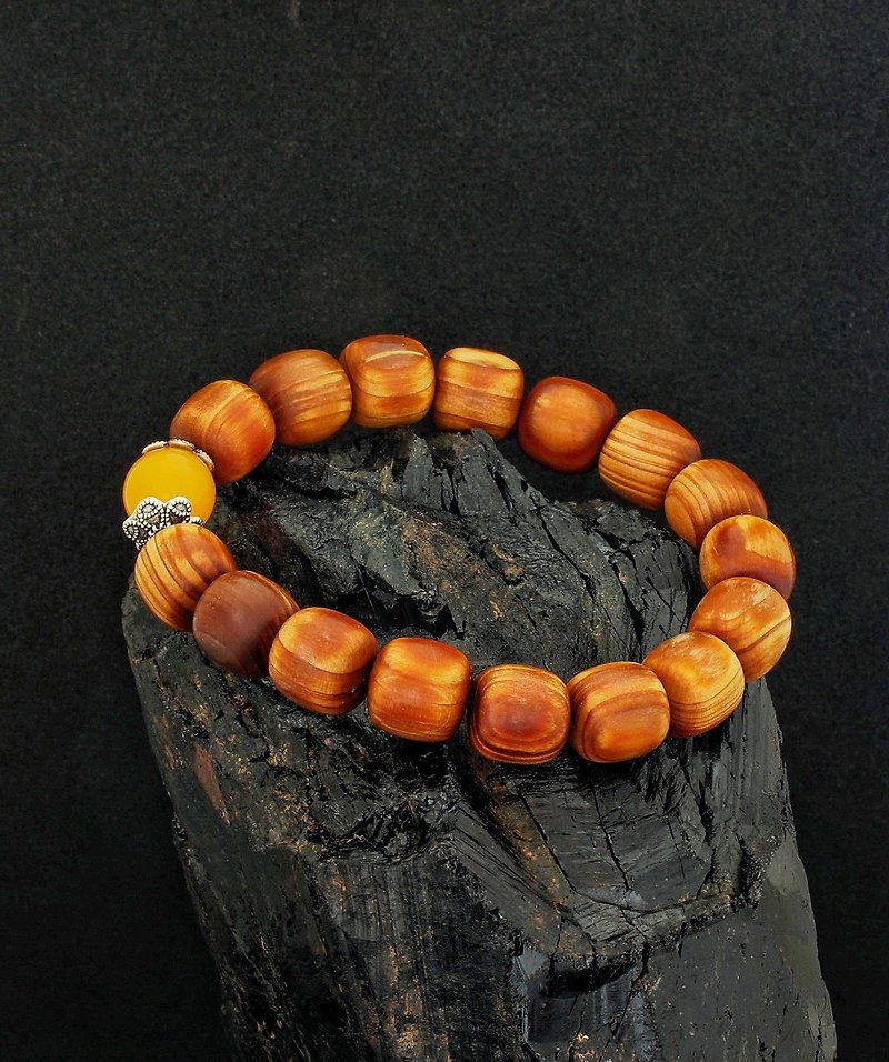 Wood Beads 12mm bracelet - สร้อยข้อมือ - ไม้ 