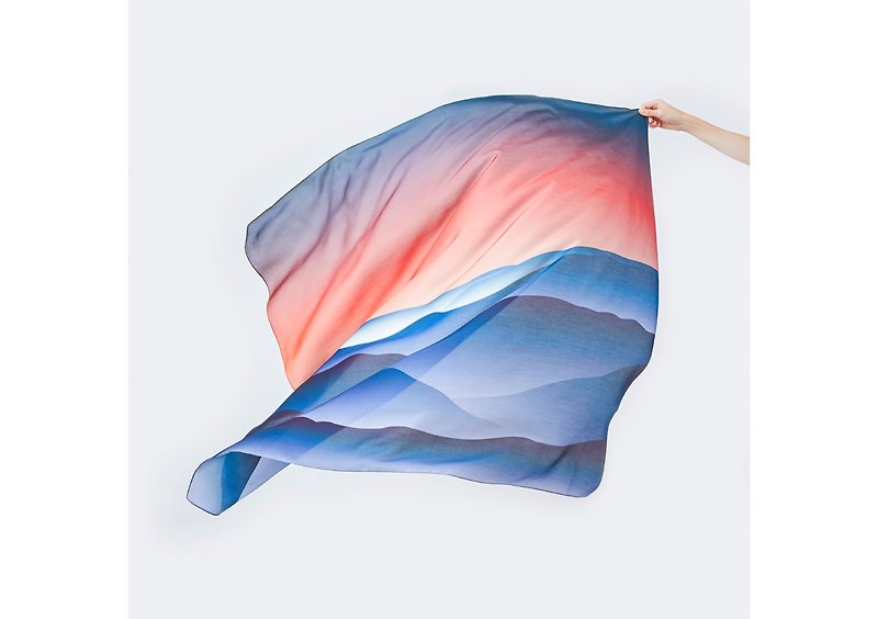 Rust and Stardust Tencel Silk Scarf (Midnight), Mountain, Landscapes, Gradient, - Scarves - Silk Blue