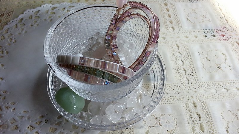 日本のガラスビーズの手のロープの色粉シンプルな正方形のフラットボディ - ブレスレット - ガラス 