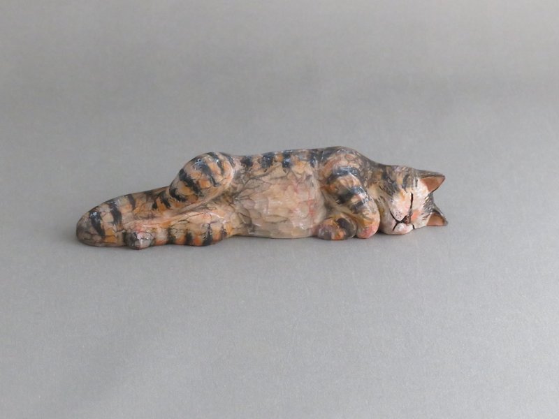 お昼寝マリー　トラ猫 - 人形・フィギュア - 木製 ブラウン