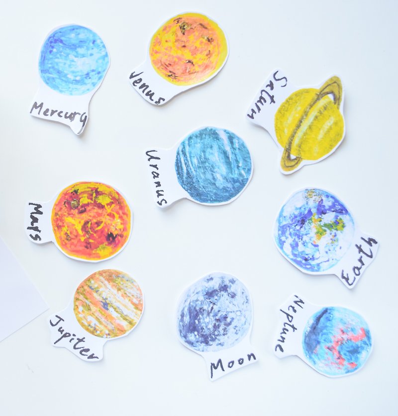 Galaxy stickers / Planet stickers  / 9 in 1 set / Buy 3 get 1 free - Stickers - Paper Multicolor