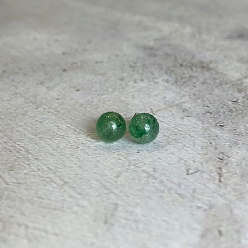 | Gemstone Earrings Series|Green Strawberry Crystal Earrings (S925 sterling silver x earrings x customized.) - ต่างหู - เครื่องเพชรพลอย สีเขียว