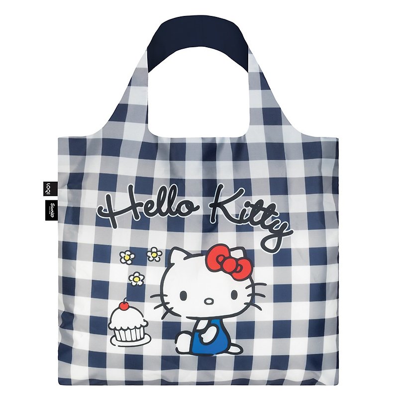 LOQI Shopping Bag - Sanrio License (Hello Kitty Blue and White Plaid KT14) - Messenger Bags & Sling Bags - Polyester Multicolor