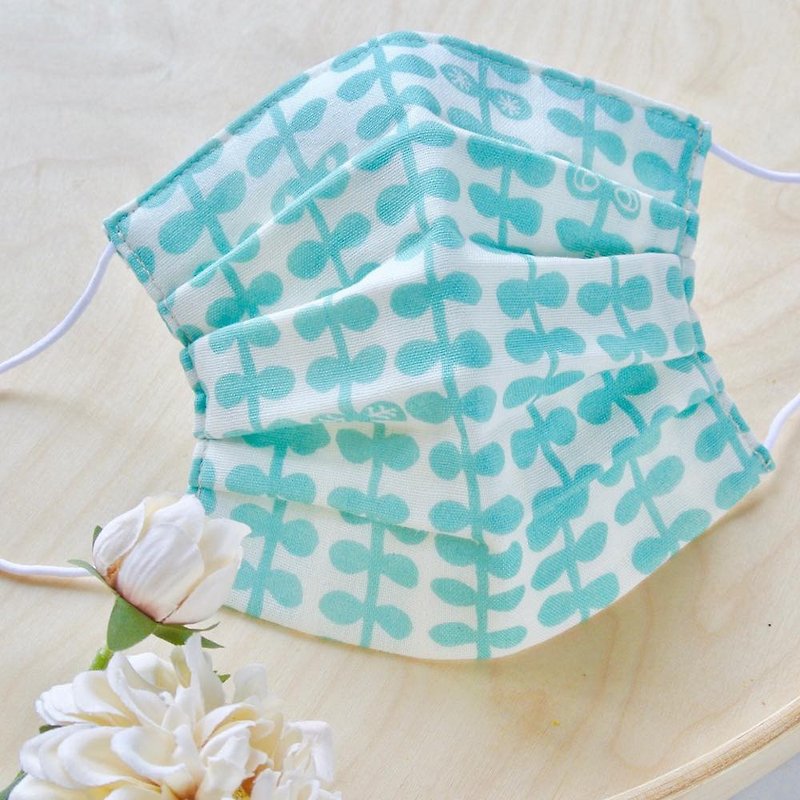 ผ้าปิดปาก Cotton Double Gauze ทรง3D แบบมีจีบ ผลิตในญี่ปุ่น ซักได้ Leaf Green - หน้ากาก - ผ้าฝ้าย/ผ้าลินิน สีเขียว