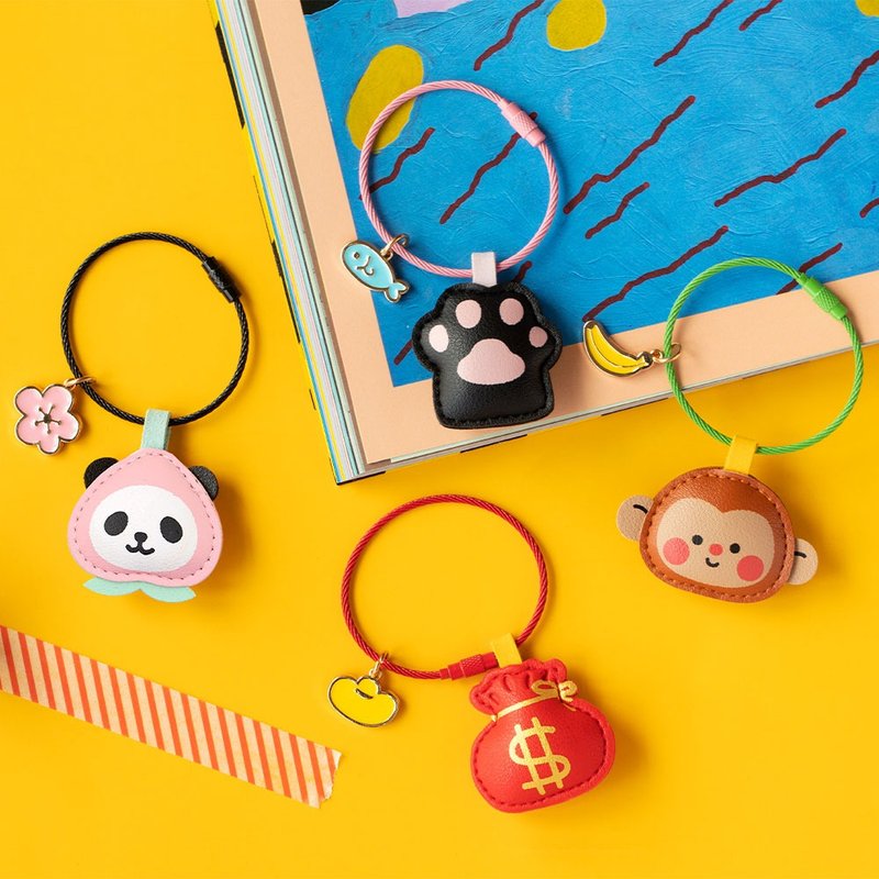 UPICK original life original design car key ring couple leather key chain bag ornaments panda - ที่ห้อยกุญแจ - วัสดุอื่นๆ หลากหลายสี