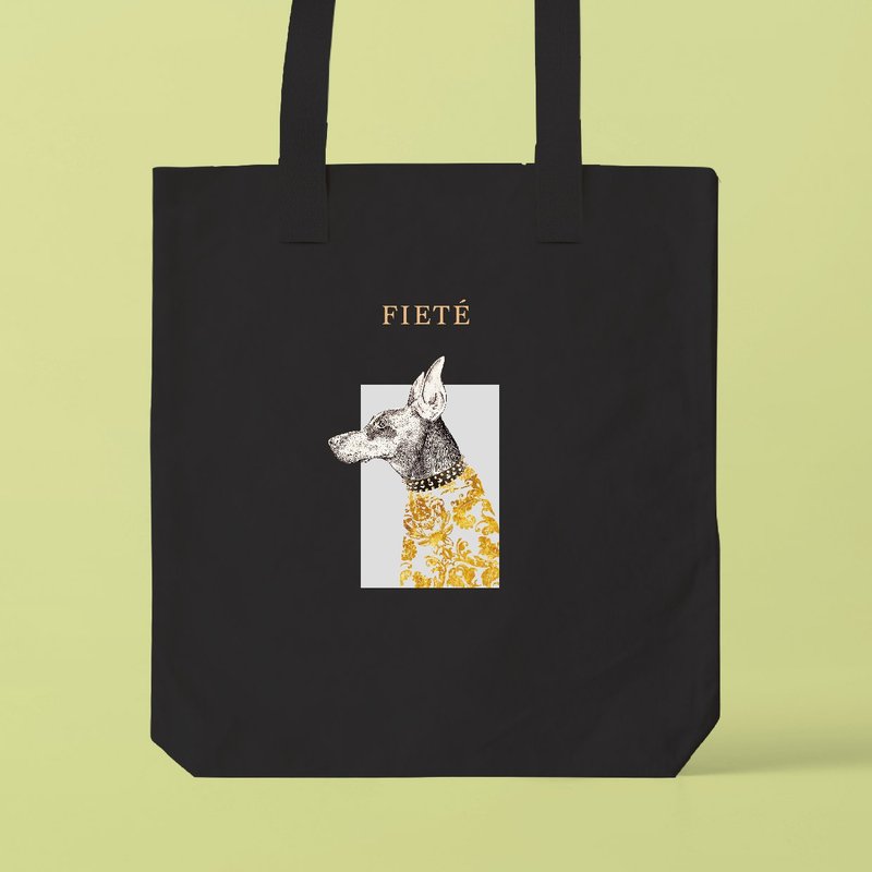 Doberman /A3サイズ対応のトートバッグ - 手提包/手提袋 - 棉．麻 黑色