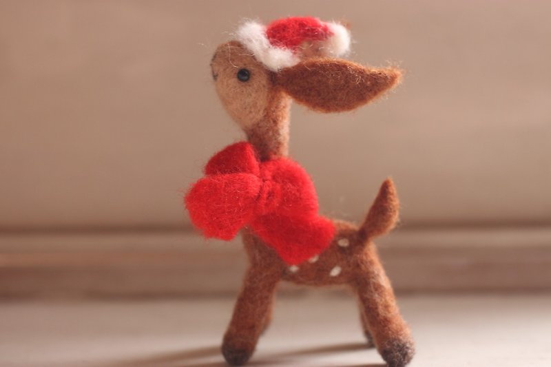 Wool Felt Ornament Christmas Bambi Christmas Gift - Items for Display - Wool Brown