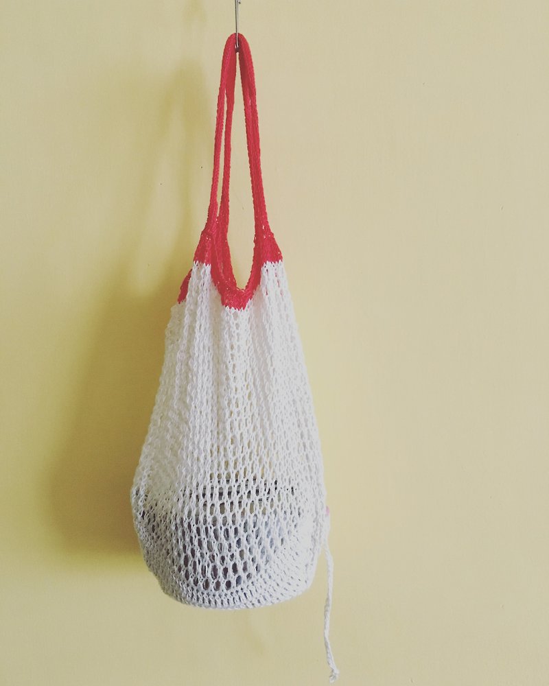Mesh Woven Market Grocery Bag (How White) - Handbags & Totes - Cotton & Hemp 