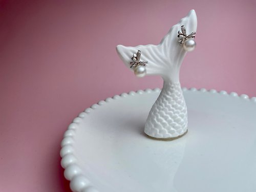 Athena珍珠設計 Akoya 天然海水珍珠 櫻花粉 S925銀 耳環