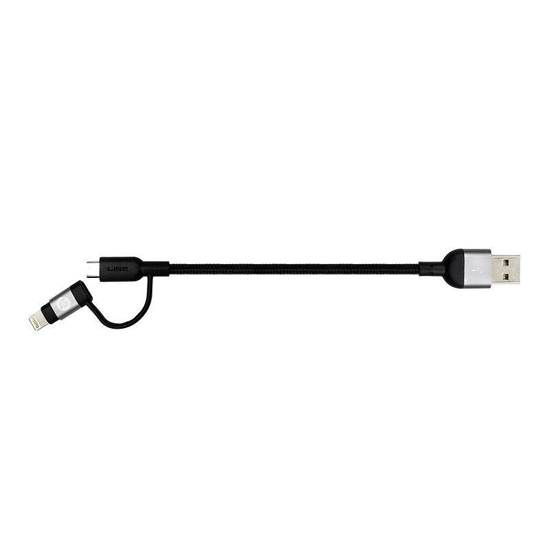 PeAkデュオダブルメッシュ編組伝送線20cmグレー - 充電器・USBコード - 金属 グレー
