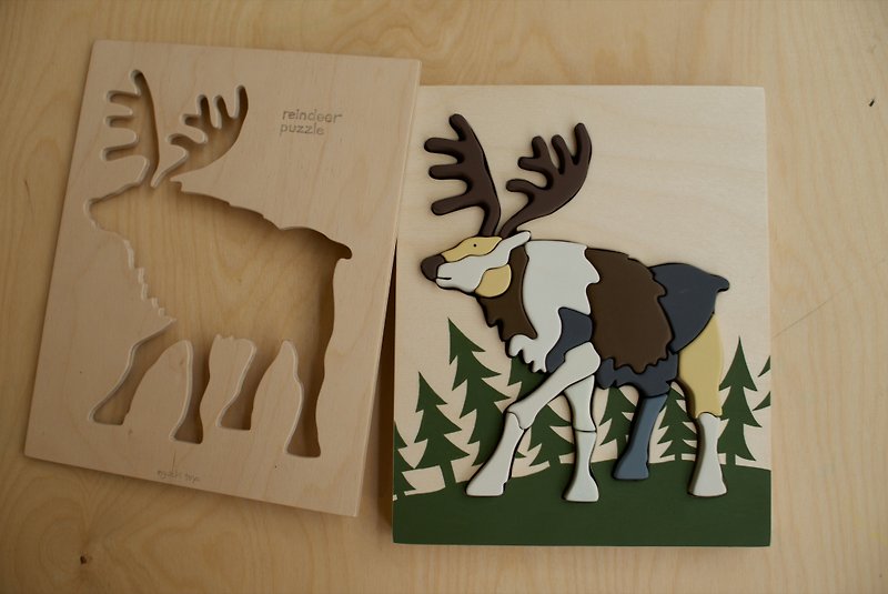 Wooden Puzzle - Reindeer (18 pcs) - เกมปริศนา - ไม้ สีใส