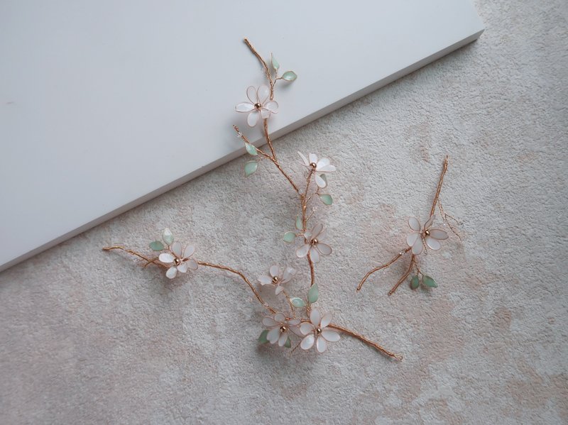 春花嫩芽 -  手作新娘飾品 禮物 新娘頭飾/閨蜜飾品 - 髮圈/髮夾 - 樹脂 白色