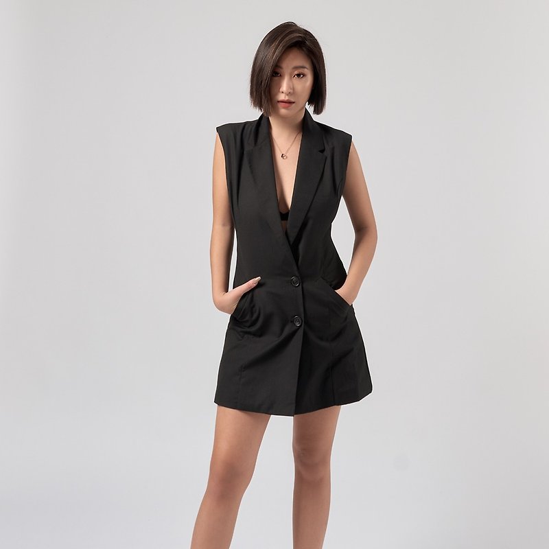 Miss Geometry Slim Fit Skirt - Women's Vests - Other Man-Made Fibers Black