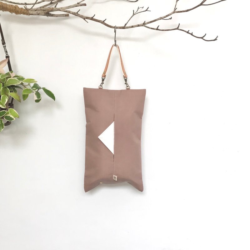 Taro pink Japan No. 11 paraffin canvas facial paper cover/car facial paper cover - กล่องทิชชู่ - ผ้าฝ้าย/ผ้าลินิน สึชมพู