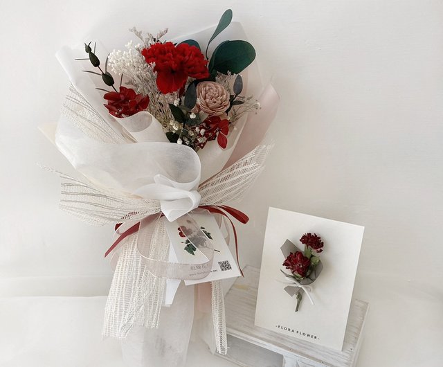 Preserved Bouquet Carnation Red For Mother S Day Shop Floraflower1 Dried Flowers Bouquets Pinkoi