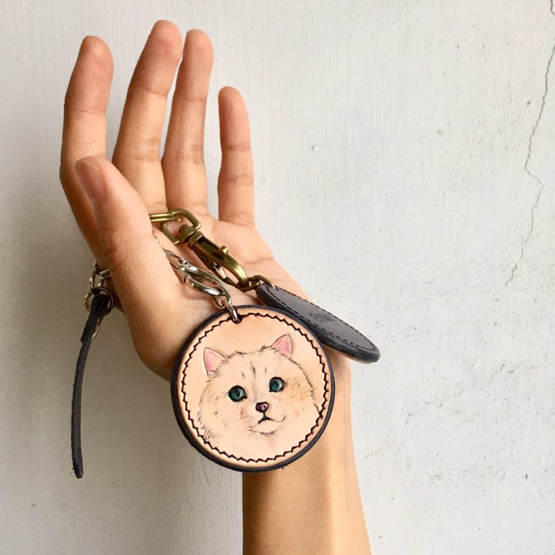 Custom hair child zone / wafer leisure card key ring / custom English name / card / Icash2.0 - ที่ห้อยกุญแจ - หนังแท้ หลากหลายสี