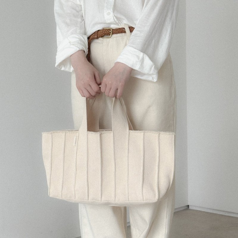 Weave tote_Large/Offwhite - 手提包/手提袋 - 棉．麻 