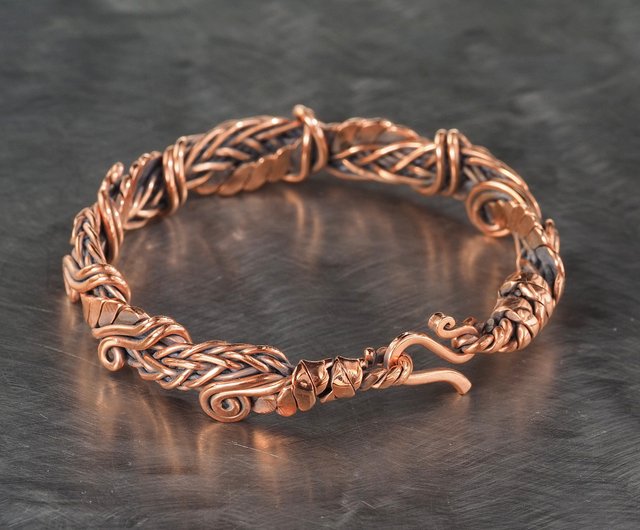 Wire wrapped copper bracelet for him or her Unique stranded woven wire  bracelet - Shop Wire Wrap Art Bracelets - Pinkoi