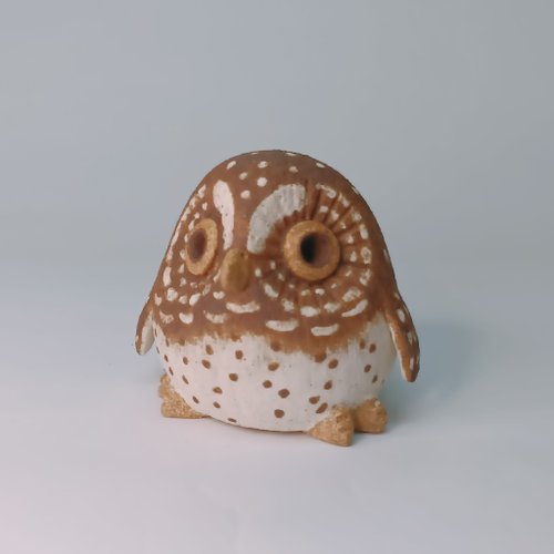 野萩藝術坊 臺灣迷你Q版貓頭鷹-鵂鶹/陶藝品/原創