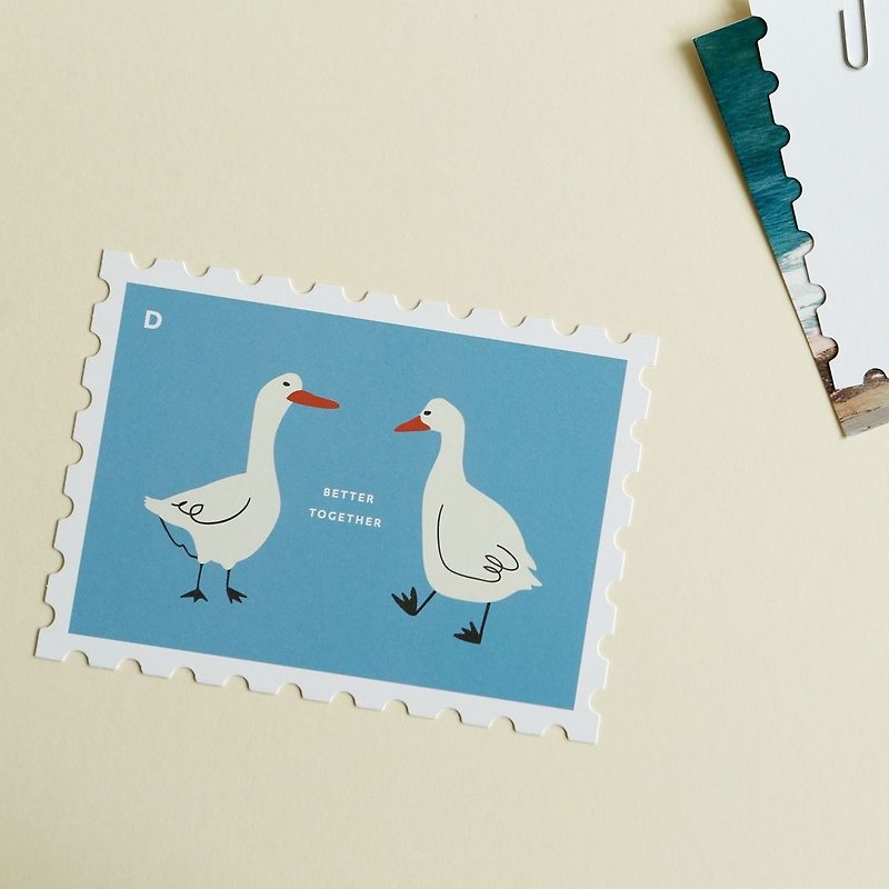 Stamp Shaped Card Envelope Group -11 Together, E2D13349 - การ์ด/โปสการ์ด - กระดาษ สีน้ำเงิน