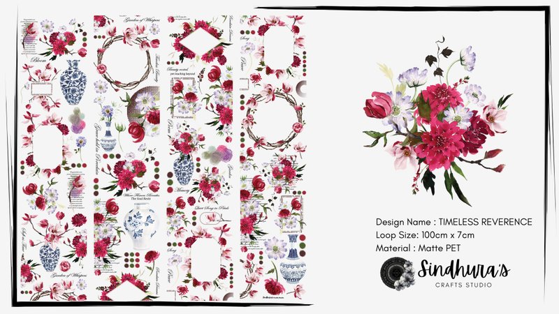 Timeless Reverence 花柄マットPETテープ 手帳素材 - ステッカー・シール - プラスチック レッド