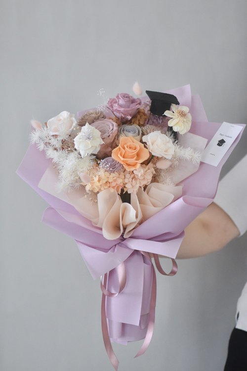 花，說 Flowers Story 乾燥花 /畢業花束E款 紫色/畢業季 韓式花束 乾燥花 永生花 教師節 情人