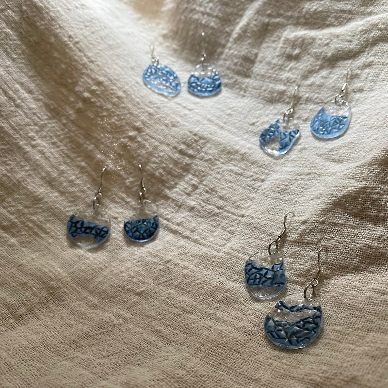 Glass Coin l Kiln-fired Glass Earring Necklace - Earrings & Clip-ons - Glass Transparent