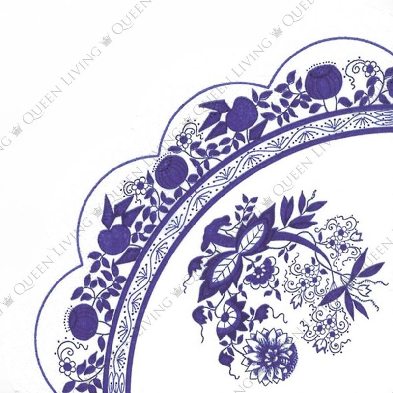 German IHR-round napkin-blue pattern flower - Place Mats & Dining Décor - Paper Multicolor