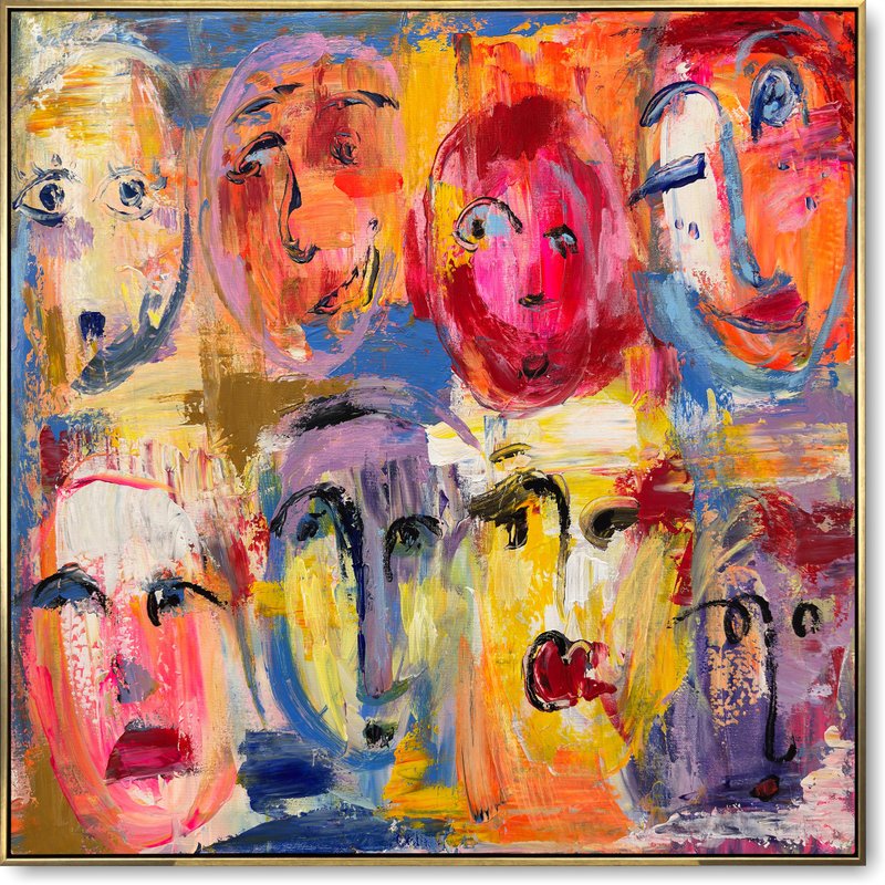 Abstract Face Painting Colorful Framed Art Figurative Wall Art Office Wall Decor - 壁貼/牆壁裝飾 - 壓克力 多色