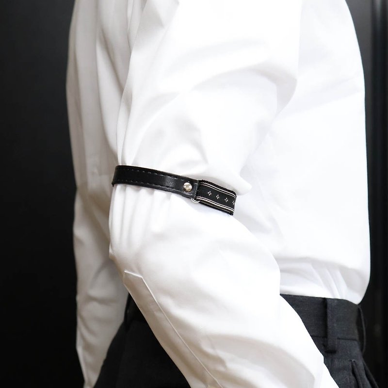 Armband Black Leather Silvia Made in Japan Mens Fashion Boxed Elastic NOMURA - Belts - Genuine Leather Black