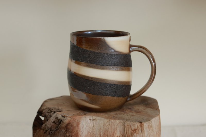 柴燒咖啡杯/馬克杯/300ml/三色巧克力系列/瀧間拾光 - 咖啡杯/馬克杯 - 陶 